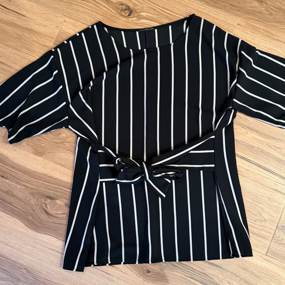 West Kei Black and White Striped Blouse